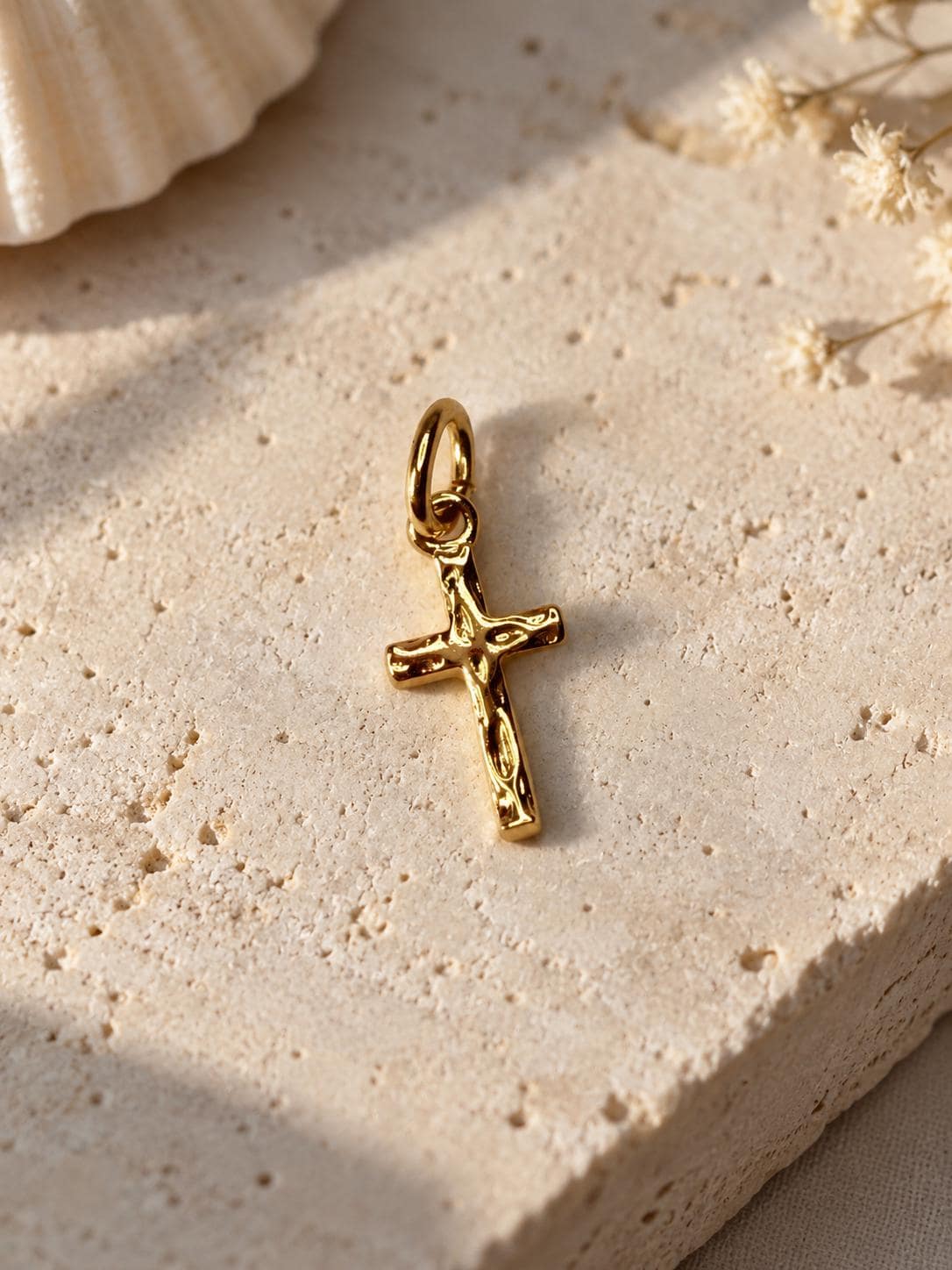14K Gold Rhodium Plated Cross Charm | Minimalist Christian Jewelry