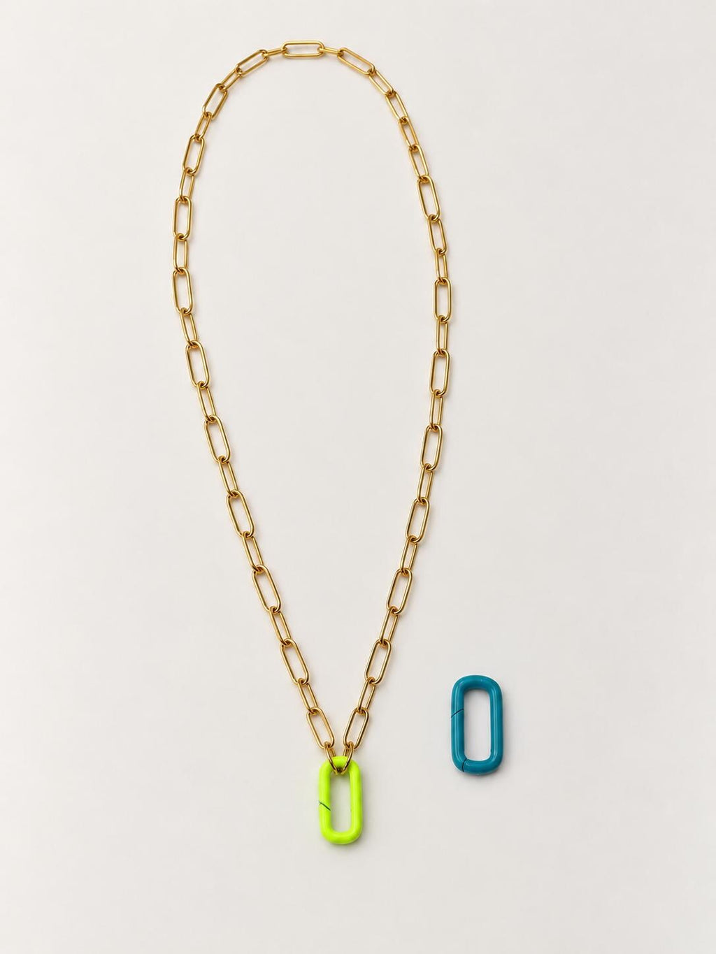 8K Gold Filled Chain | Turquoise or Fluorescent yellow Enamel Pendant | Gold Chain Necklace