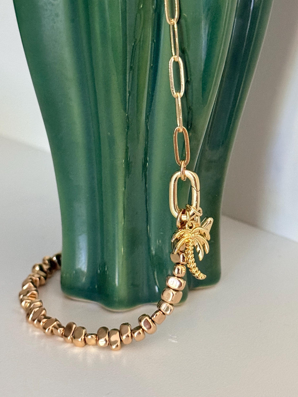 Gold Hematite and 18k gold filled paperclip chain necklace, charms necklace