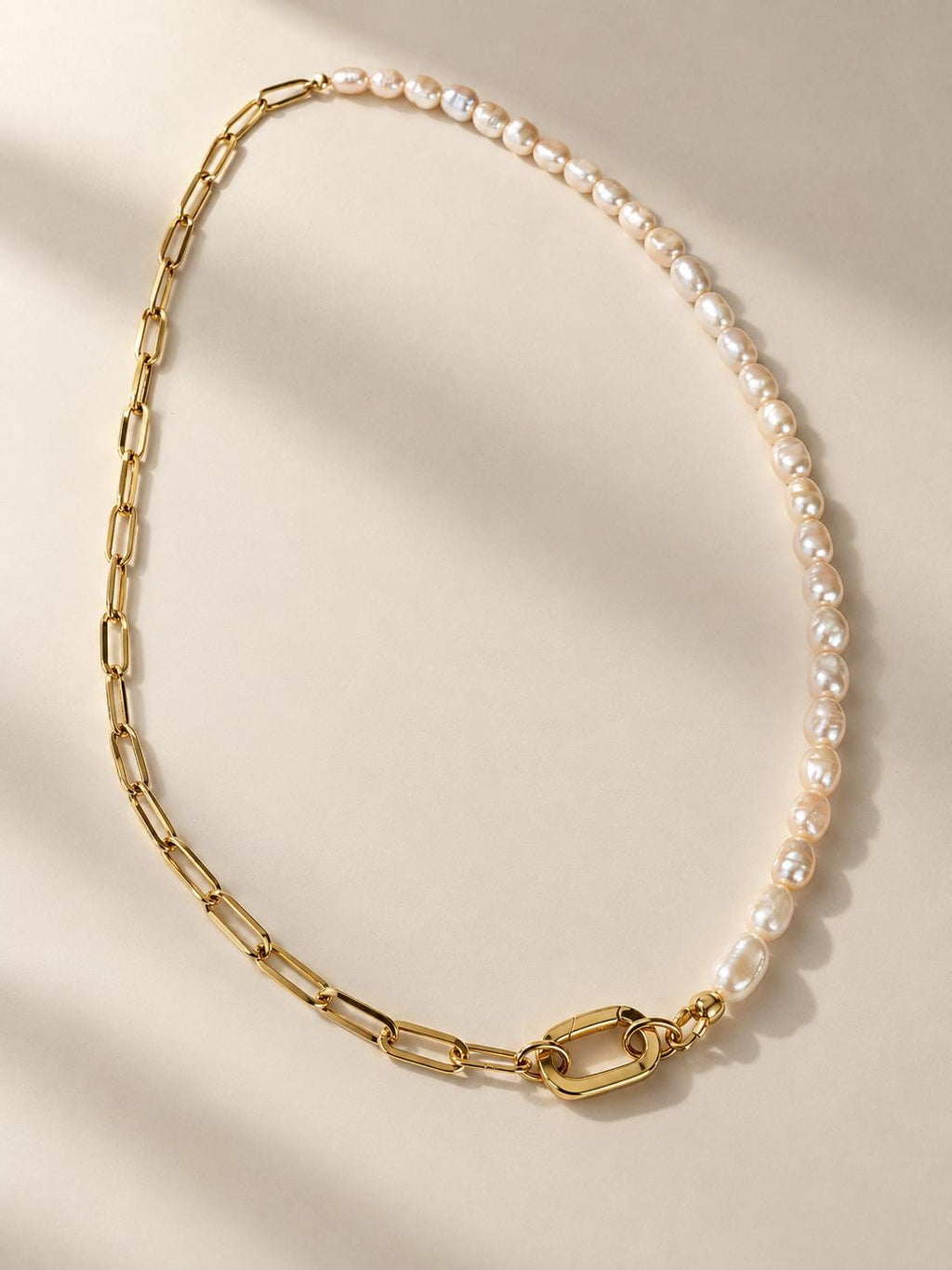 Freshwater Pink Pearl & 18K Gold Filled Chain, 16 Inch Necklace, tialian Design Jewelry