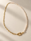 Freshwater Pink Pearl & 18K Gold Filled Chain, 16 Inch Necklace, tialian Design Jewelry