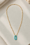 8K Gold Filled Chain | Turquoise or Fluorescent yellow Enamel Pendant | Gold Chain Necklace