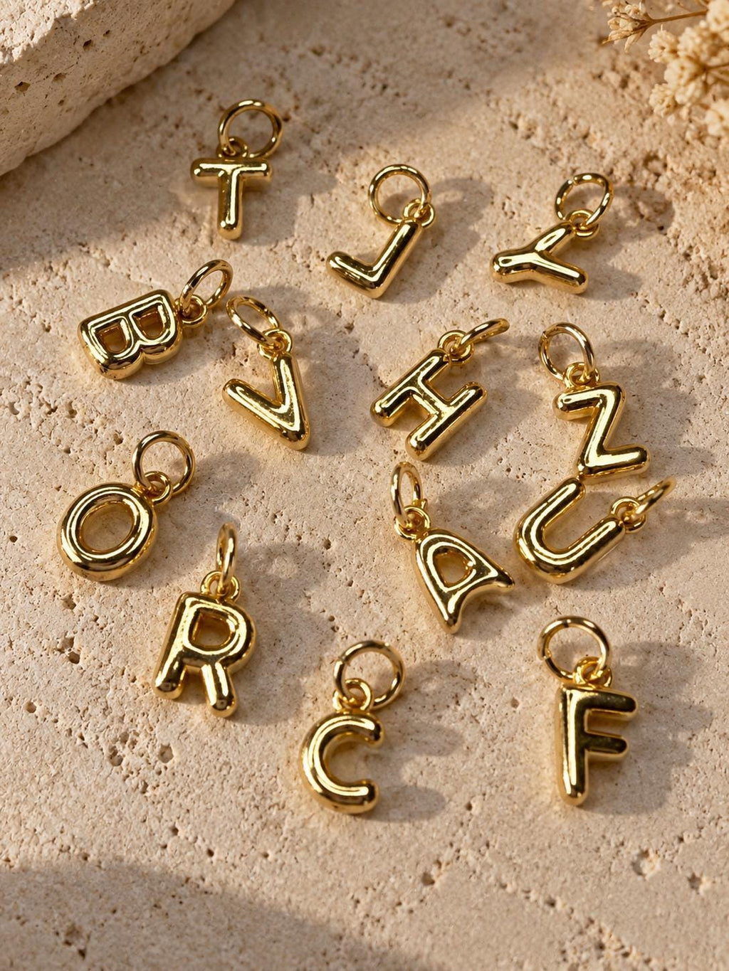 18K Gold Filled Initial Charm, Personalized Letter Pendant (13.5mm)
