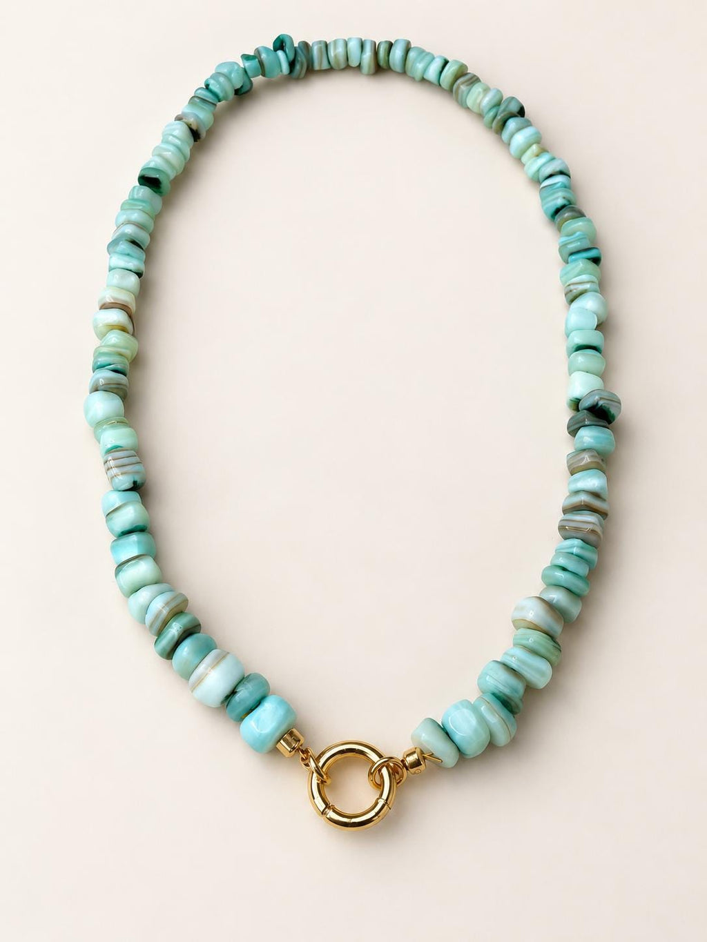 Aqua Dyed Shell Necklace, Gold filled Charm Necklace
