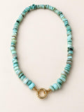 Aqua Dyed Shell Necklace, Gold filled Charm Necklace