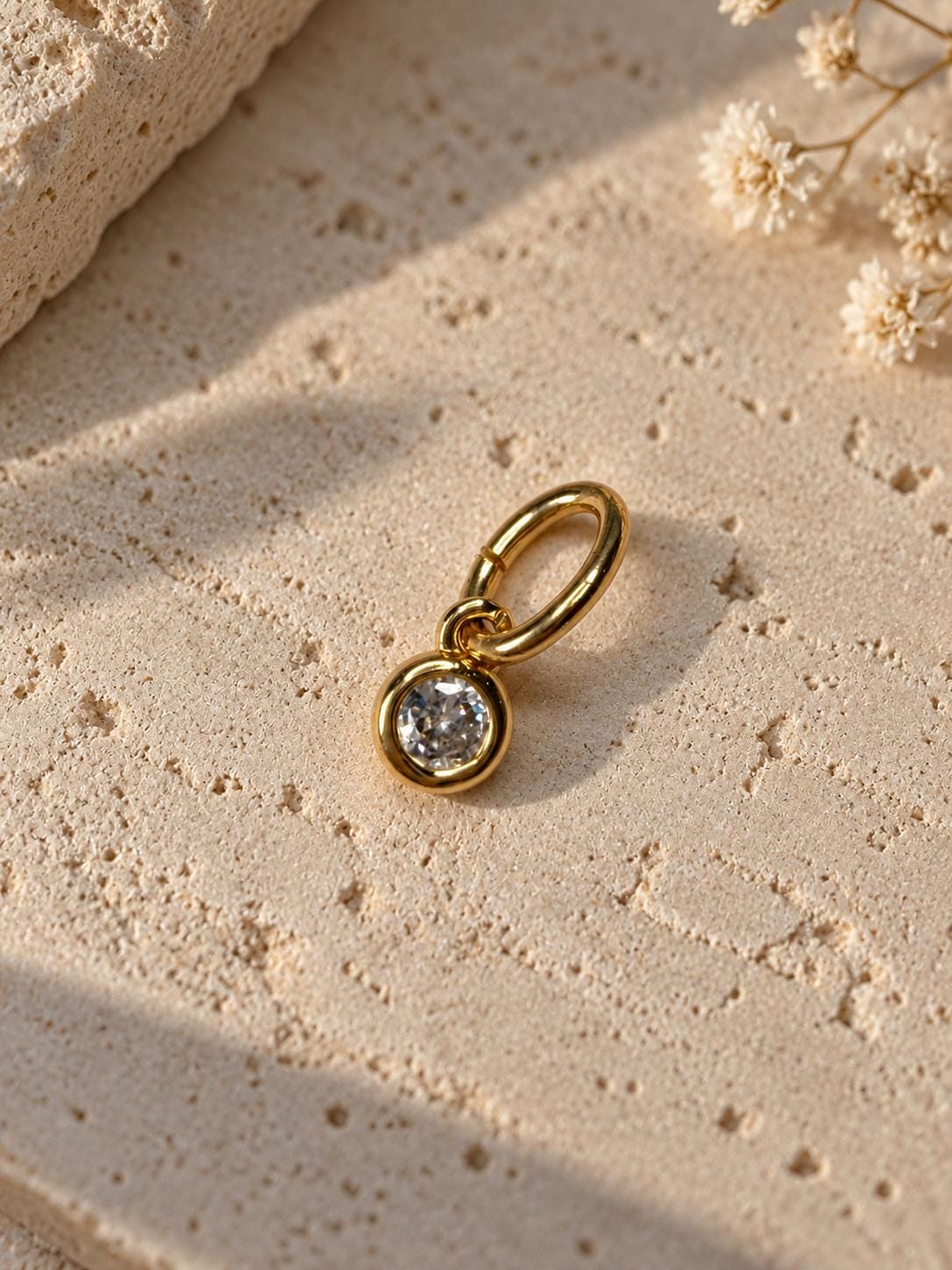 18K Gold Filled CZ Charm | Dainty Sparkling Pendant (0.50mm)