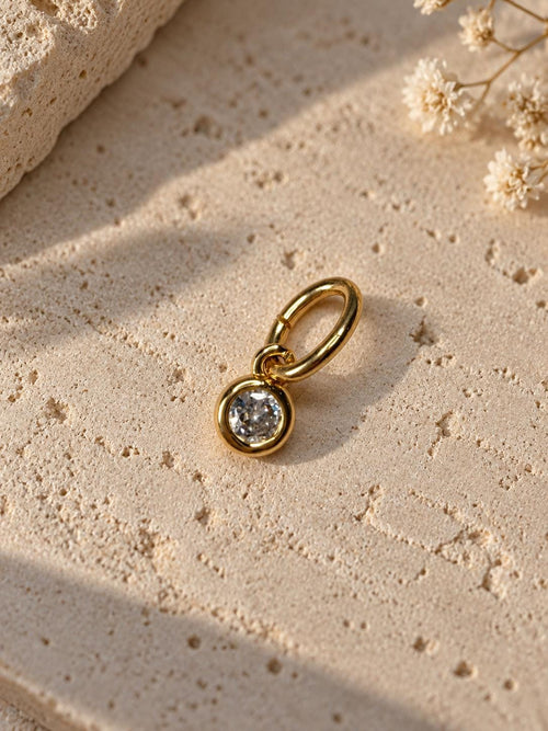 18K Gold Filled CZ Charm | Dainty Sparkling Pendant (0.50mm)