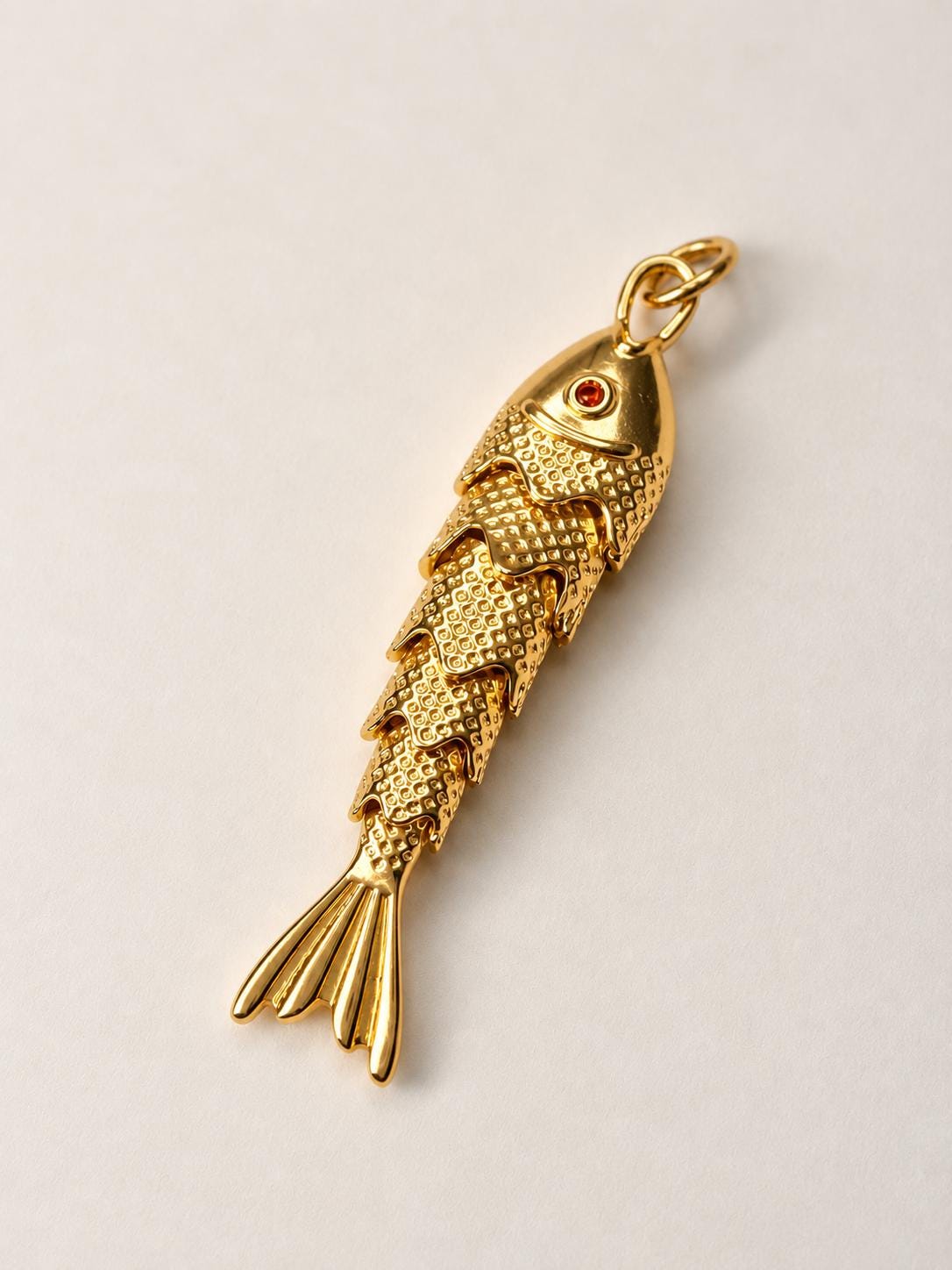 18K Gold Plated fish charm, 2 Inch Statement Pendant, Coastal Jewelry, Ocean Charm