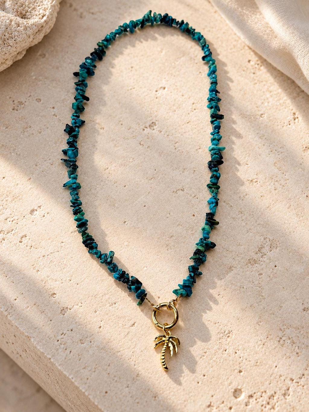 EMERALD BAY - Natural Turquoise Necklace, Genuine Turquoise Chip Necklace, 18K Gold Filled Clasp, Blue Gemstone Jewelry