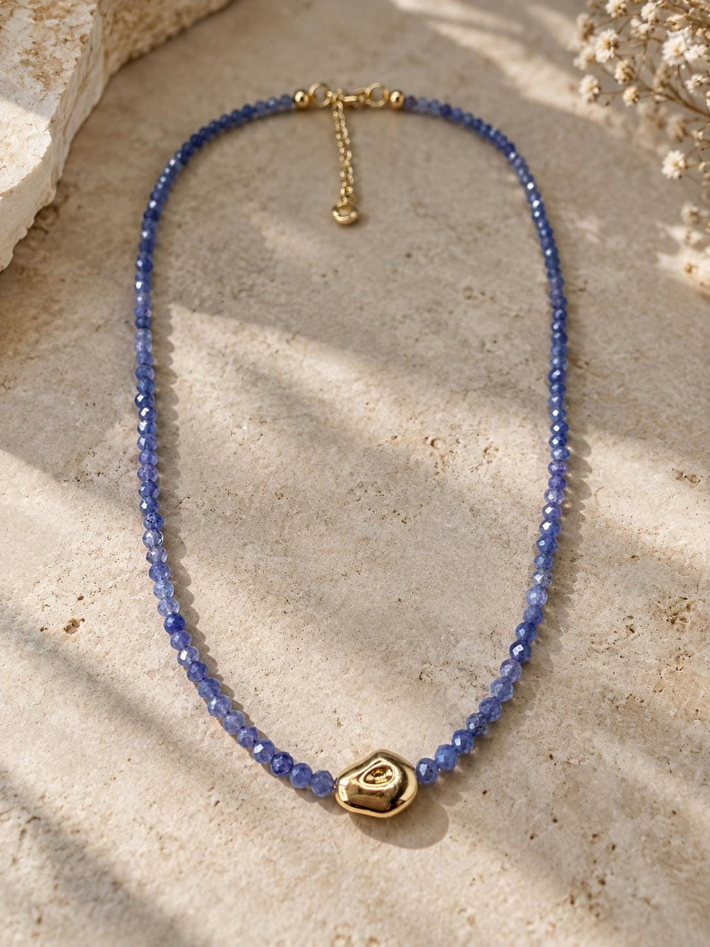 Natural 3mm Tanzanite Necklace, 18K Gold Filled Clasp, Blue Gemstone Jewelry