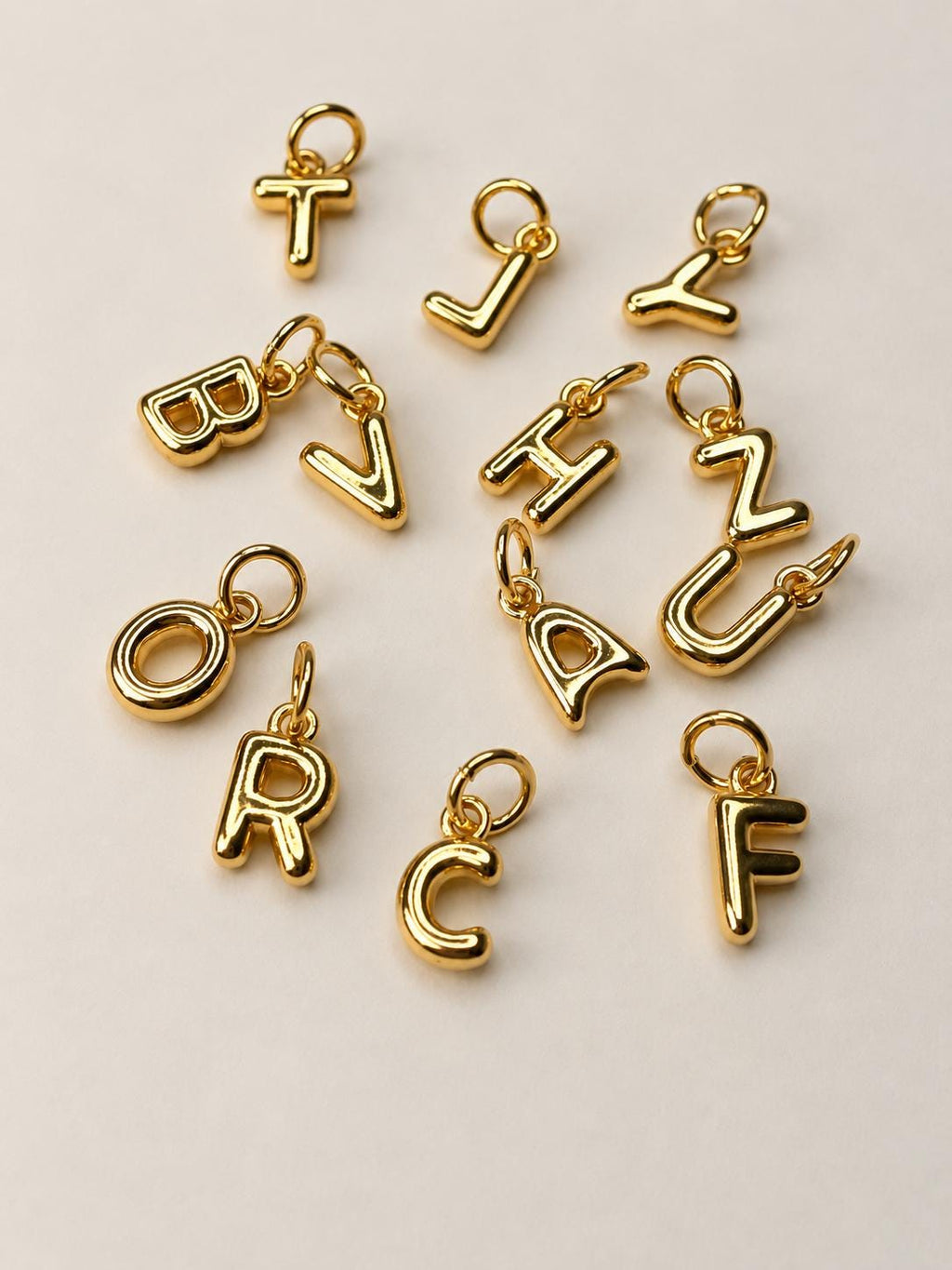 18K Gold Filled Initial Charm, Personalized Letter Pendant (13.5mm)